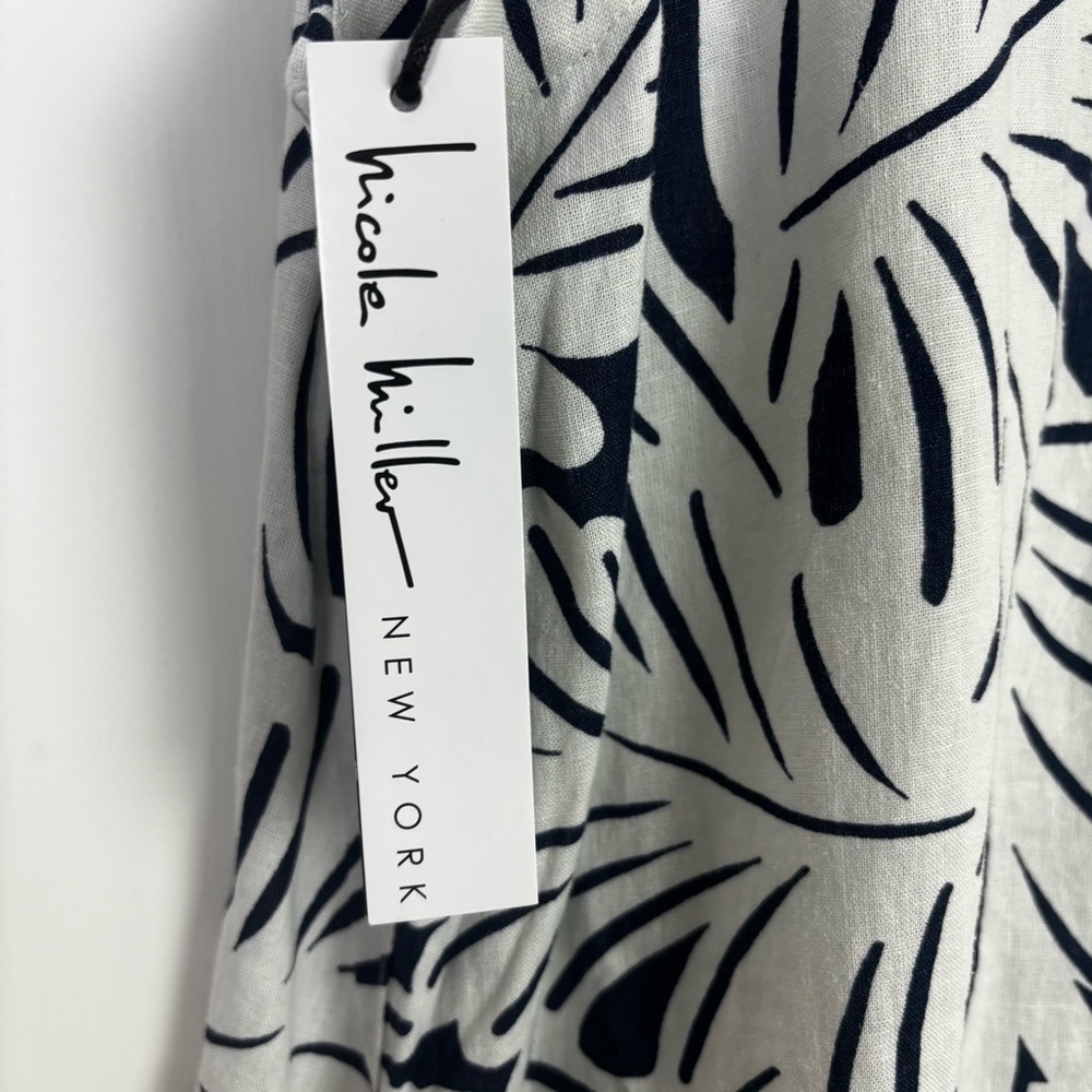 Nicole Miller NWT Navy and White Leaf Pattern Dress - Picture 4 of 10